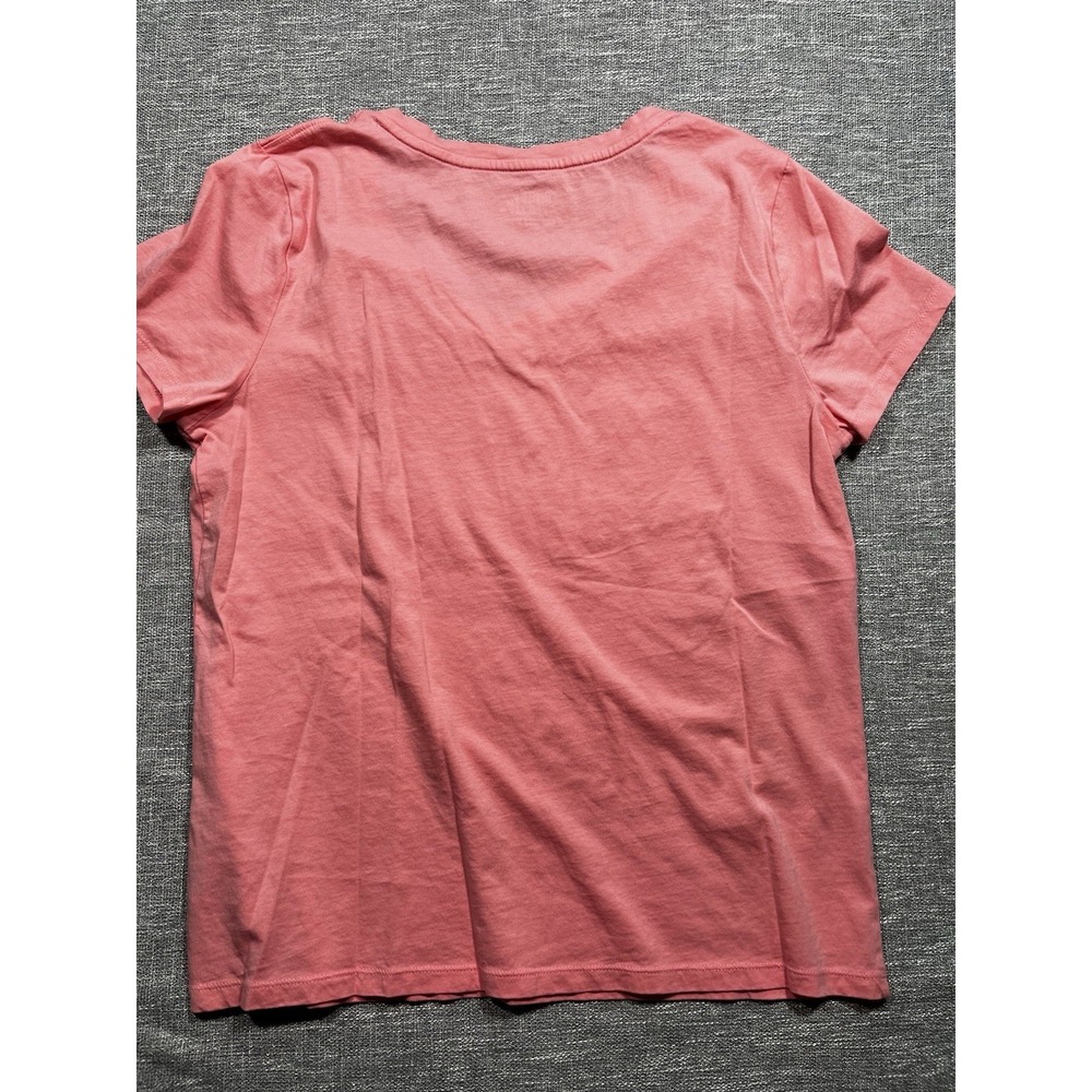 Time and Tru Women's M Pink Solid V-Neck Short Sleeve Pullover T-Shirt - Picture 5 of 5